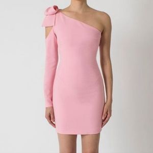 Black Halo Eleece dress ice cream pink one shoulder 6 bow barbie barbiecore